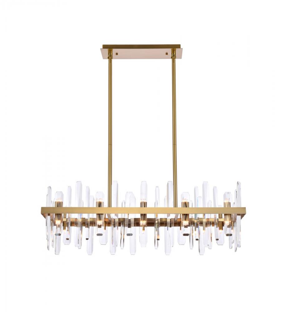 Serena 36 Inch Crystal Rectangle Chandelier in Satin Gold