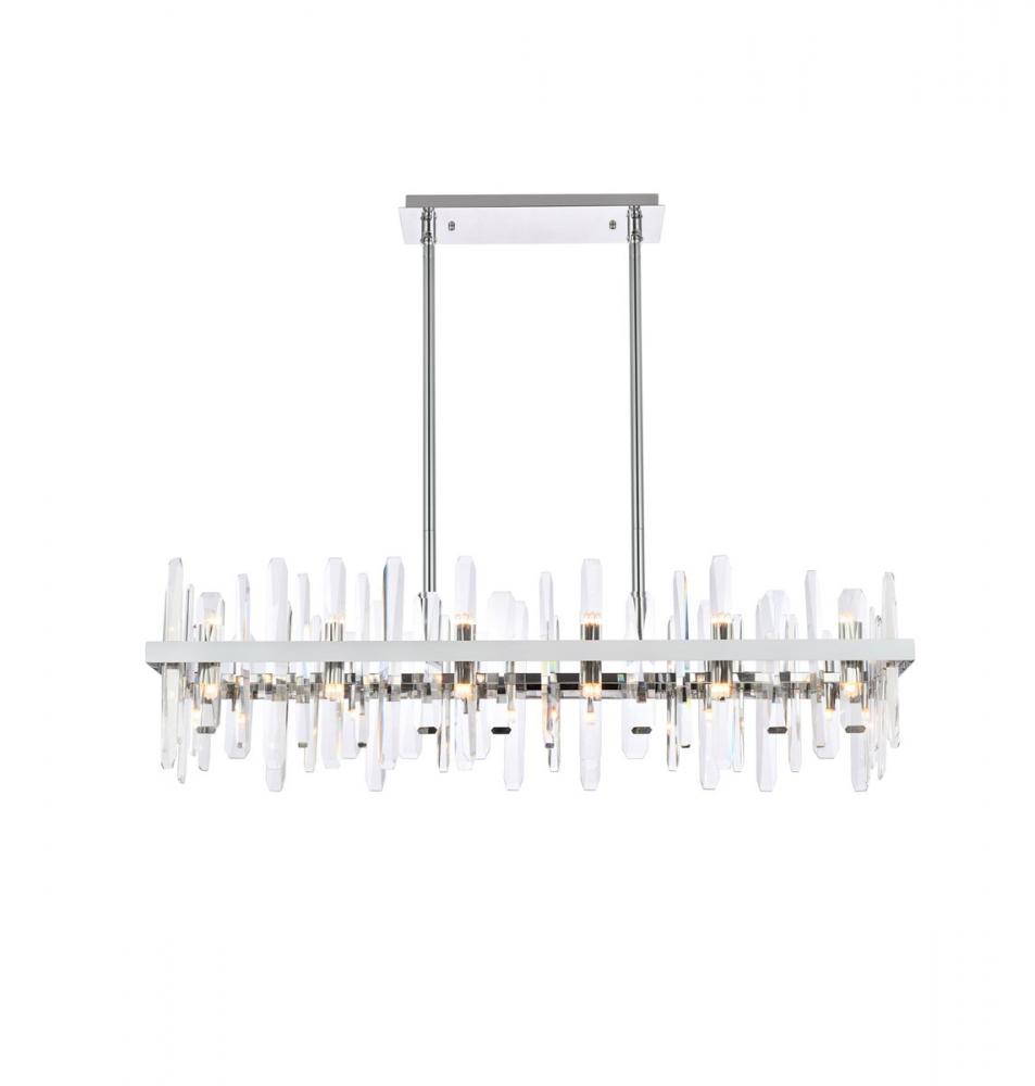 Serena 42 Inch Crystal Rectangle Chandelier in Chrome
