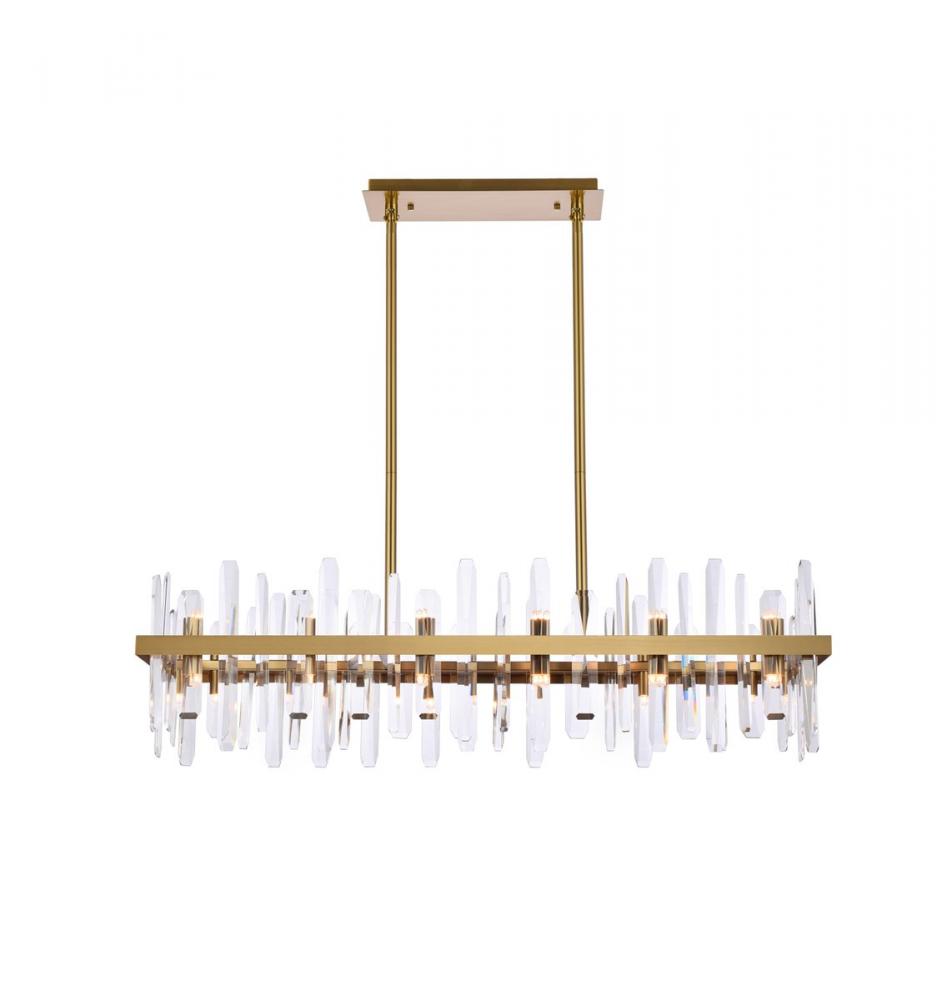 Serena 42 Inch Crystal Rectangle Chandelier in Satin Gold
