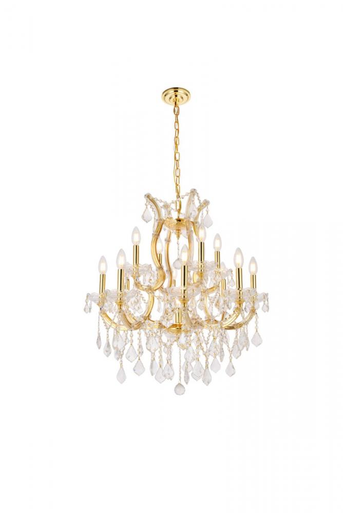 Maria Theresa 13 Light Gold Chandelier Clear Royal Cut Crystal