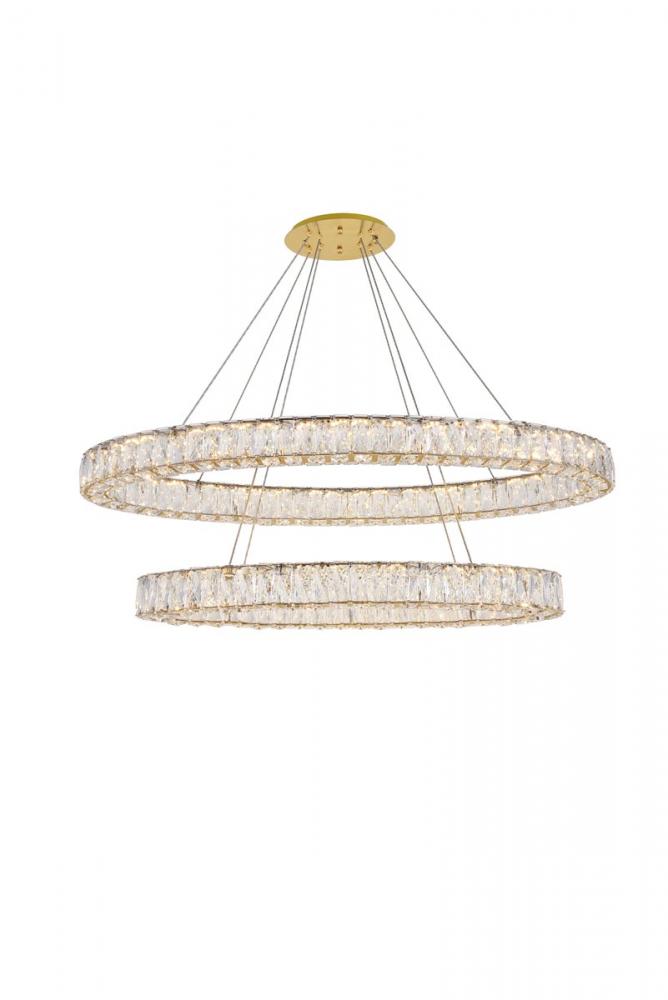 Monroe Integrated LED Light Gold Chandelier Clear Royal Cut Crystal