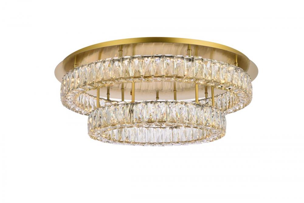 Monroe 30 Inch LED Double Flush Mount in Gold