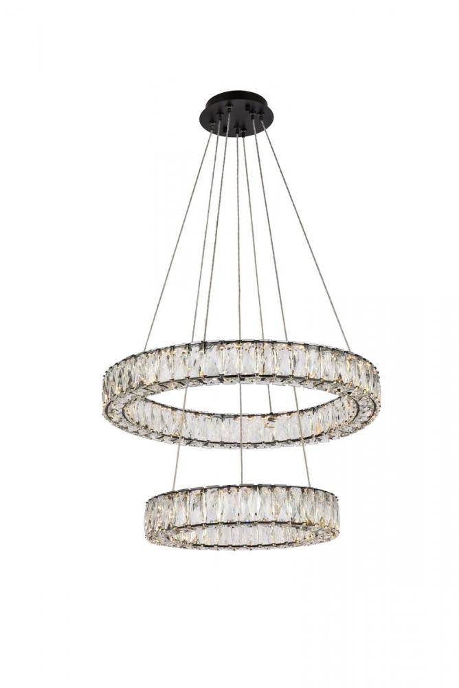 Monroe 24 Inch LED Double Ring Pendant in Black