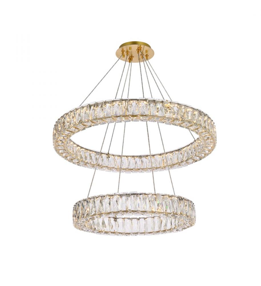 Monroe 28 Inch LED Double Ring Chandelier in Gold
