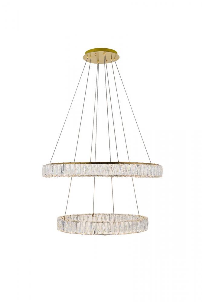 Monroe Integrated LED Chip Light Gold Chandelier Clear Royal Cut Crystal