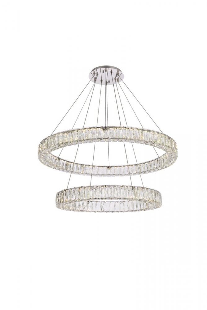 Monroe 36 Inch LED Double Ring Chandelier in Chrome