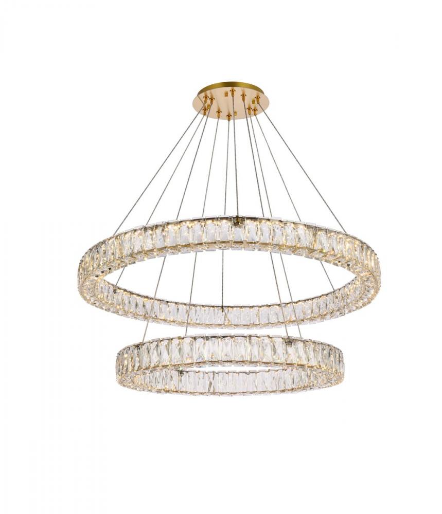 Monroe 36 Inch LED Double Ring Chandelier in Gold