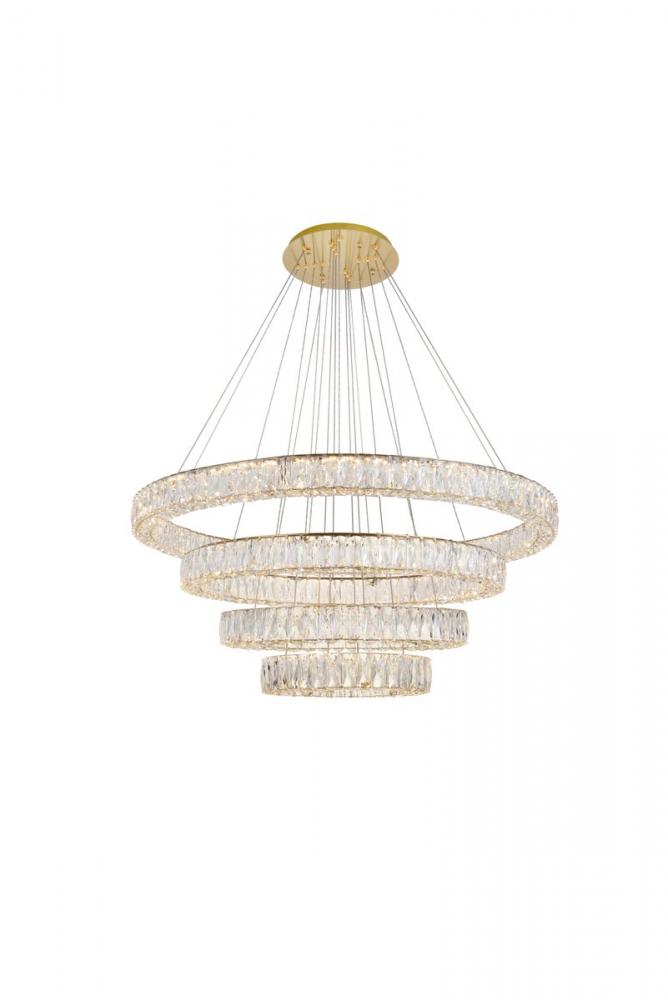 Monroe Integrated LED Chip Light Gold Chandelier Clear Royal Cut Crystal