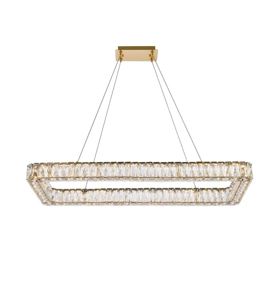 Monroe 42 Inch LED Single Rectangle Pendant in Gold