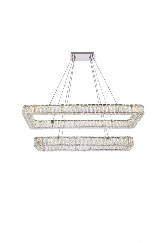 Monroe 42 Inch LED Double Rectangle Pendant in Chrome