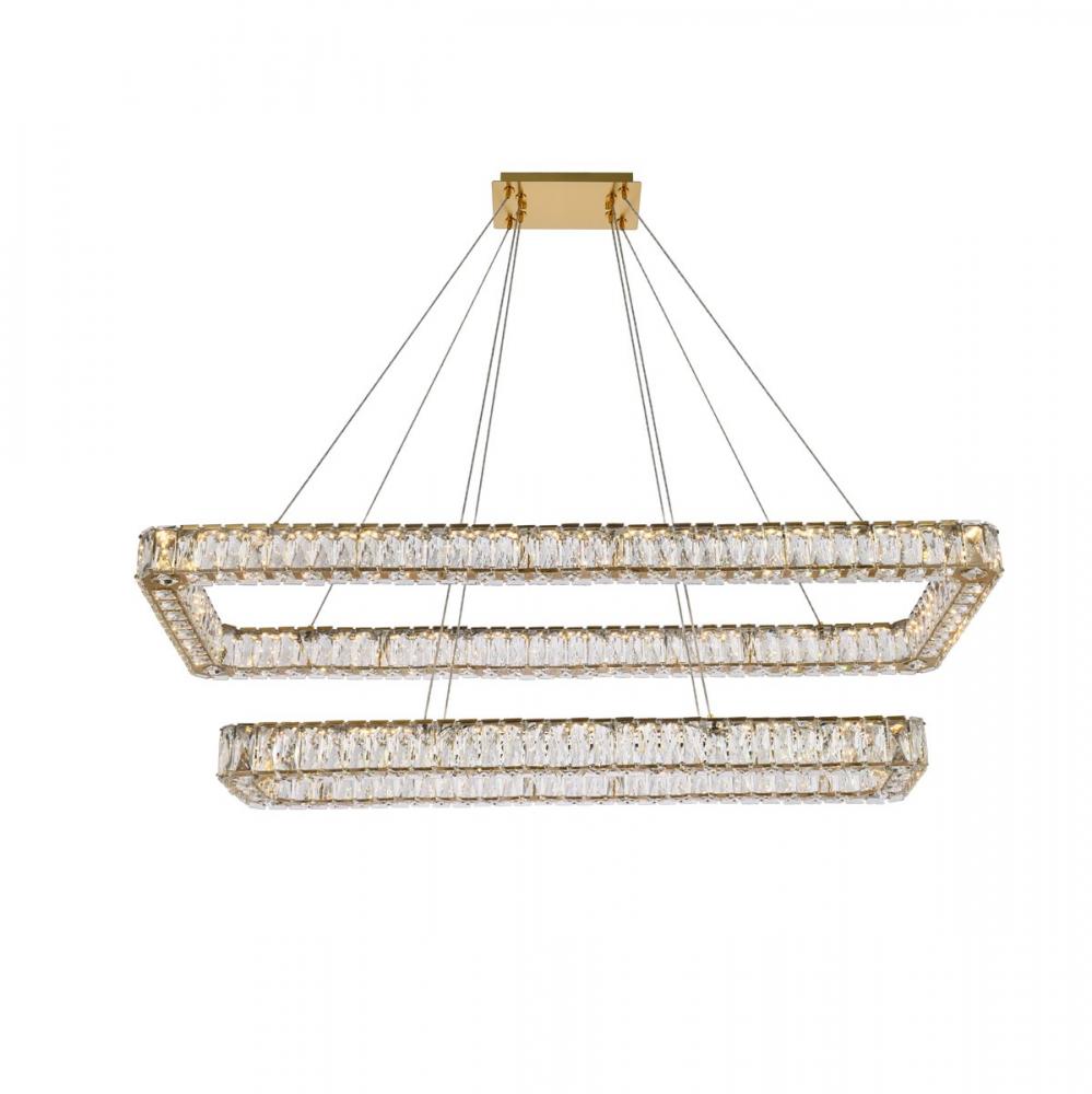 Monroe 50 Inch LED Double Rectangle Pendant in Gold