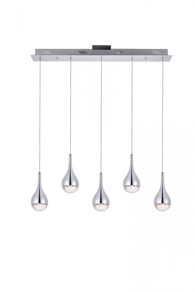 Amherst Collection LED 5-light Chandelier 34inx4inx9in Chrome Finish