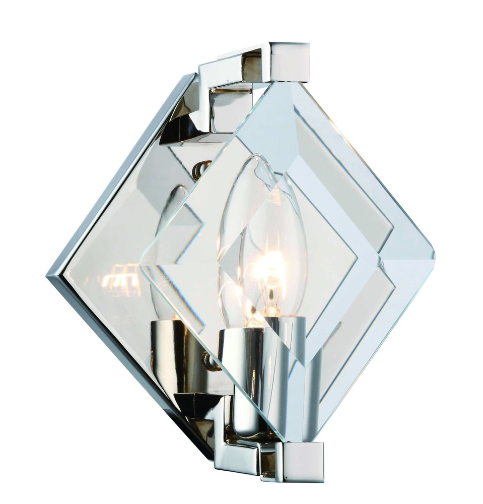 Endicott 1 Light polished Nickel & Clear Glass Wall Sconce