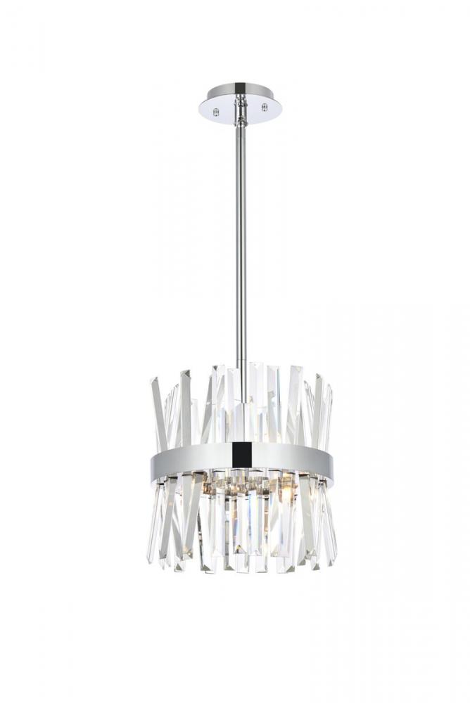 Serephina 12 Inch Crystal Round Pendant Light in Chrome