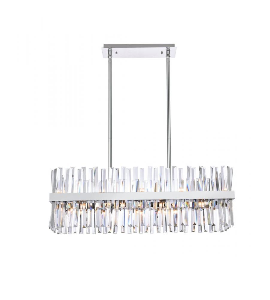 Serephina 36 Inch Crystal Rectangle Chandelier Light in Chrome