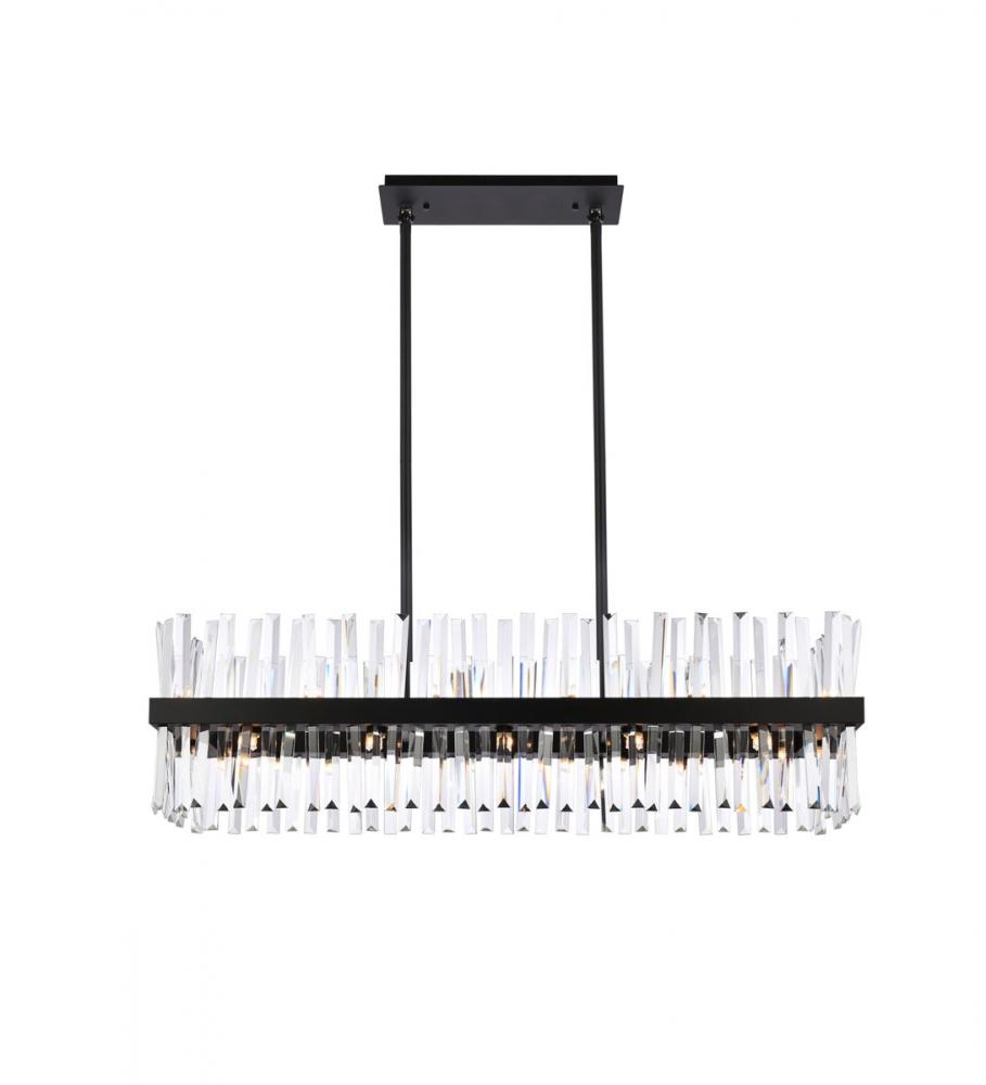 Serephina 42 Inch Crystal Rectangle Chandelier Light in Black
