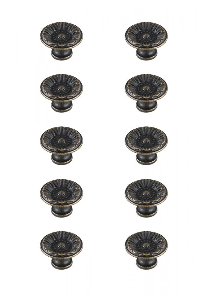 Corio 1.1" Diameter Antique Bronze Mushroom Knob Multipack (Set of 10)
