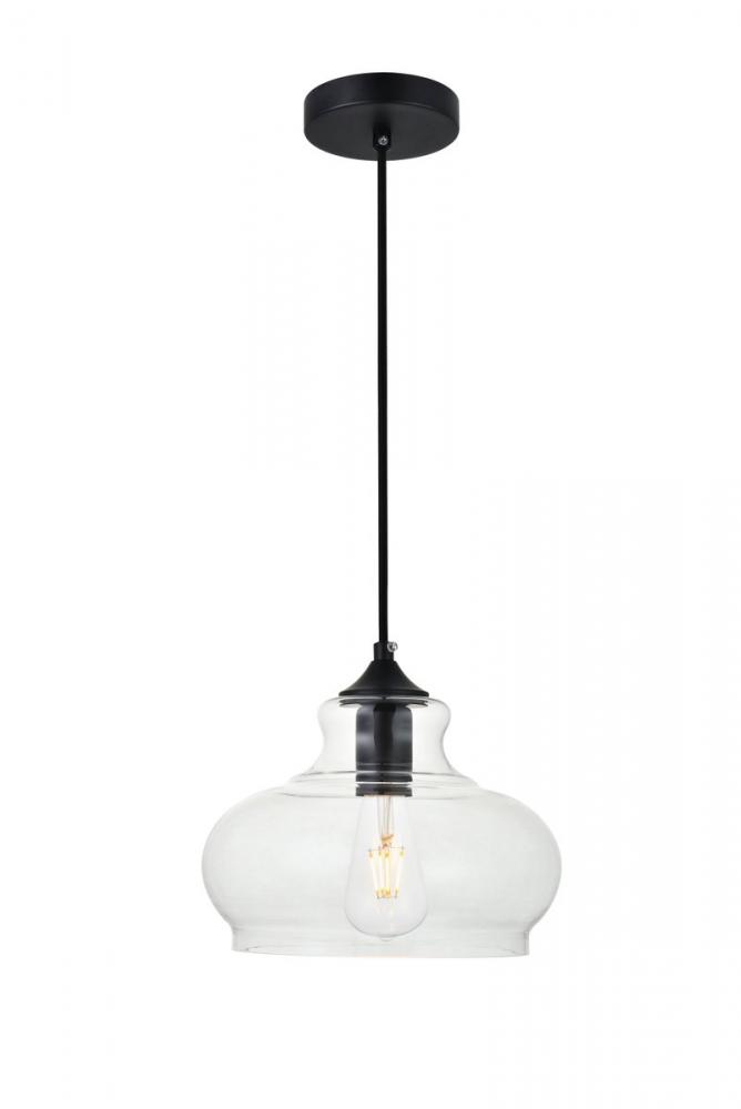Destry 1 Light Black Pendant with Clear Glass