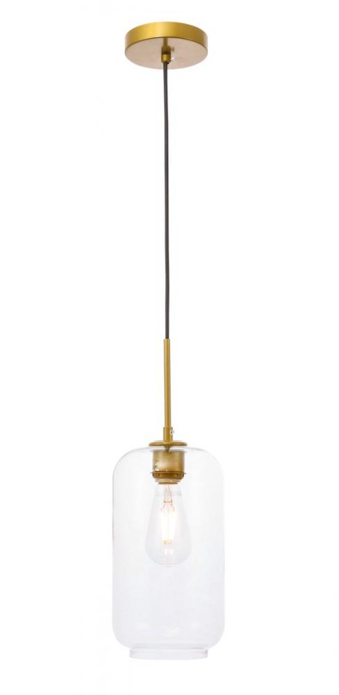 Collier 1 Light Brass and Clear Glass Pendant