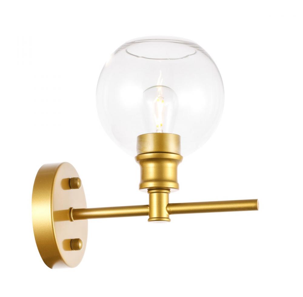 Collier 1 Light Brass and Clear Glass Wall Sconce