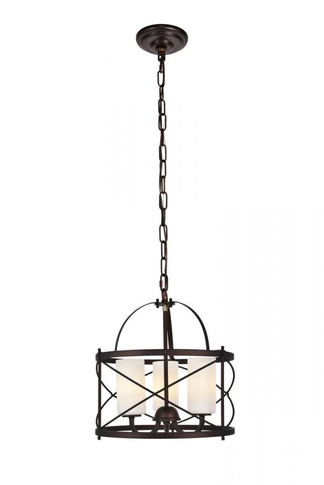 Wren Collection Pendant D15.8 H17.3 Lt:3 Dark Copper Brown and Frosted White Finish