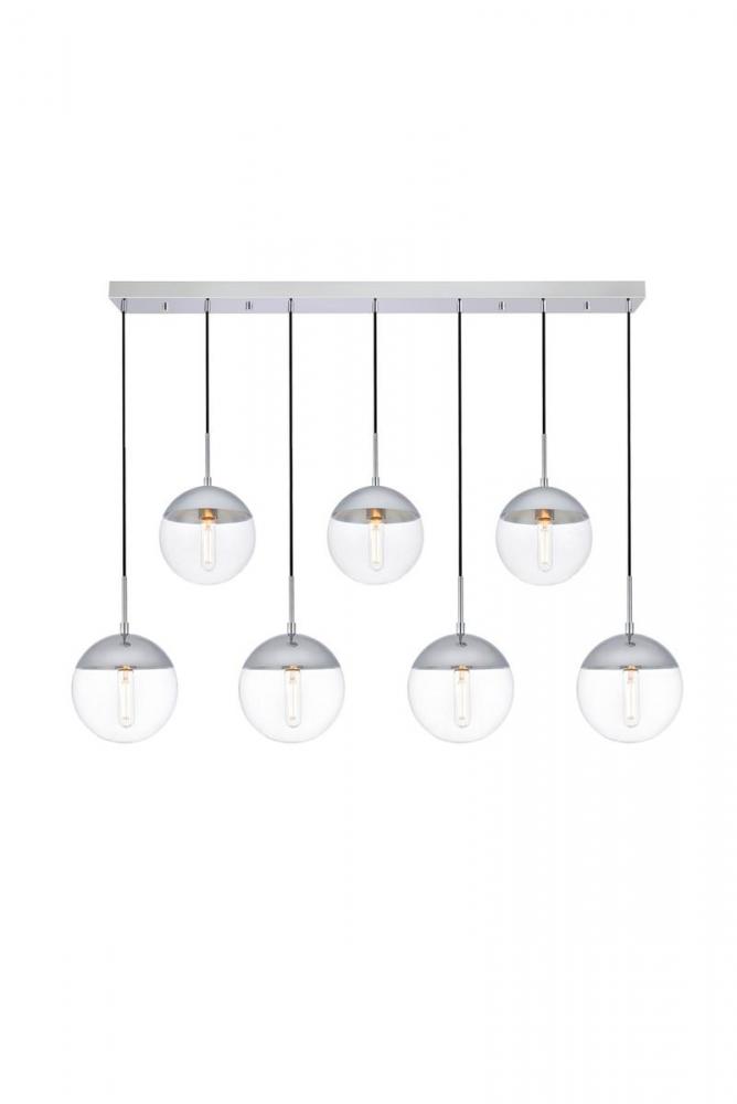 Eclipse 7 Lights Chrome Pendant with Clear Glass