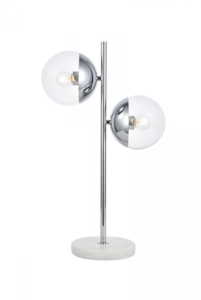 Eclipse 2 Lights Chrome Table Lamp with Clear Glass