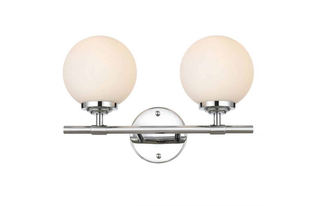 Ansley 2 Light Chrome and Frosted White Bath Sconce