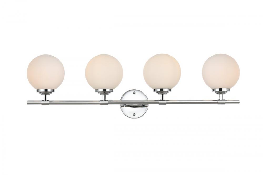 Ansley 4 Light Chrome and Frosted White Bath Sconce