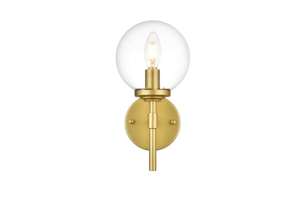 Ingrid 1 Light Brass and Clear Bath Sconce