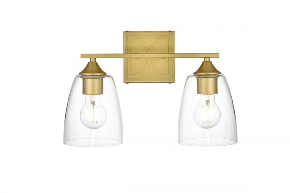Harris 2 Light Brass and Clear Bath Sconce