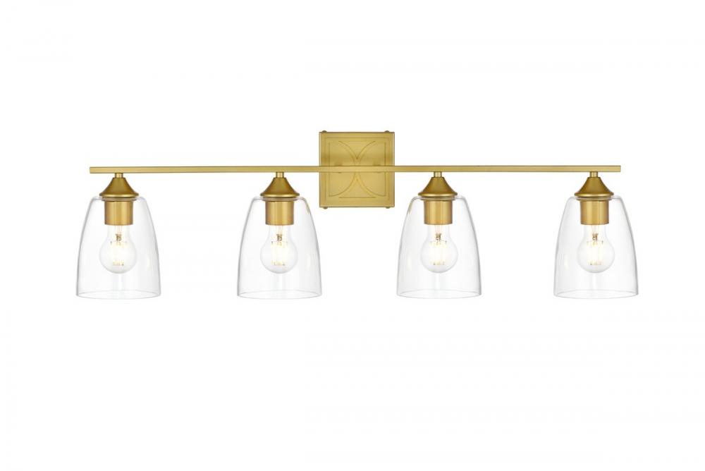 Harris 4 Light Brass and Clear Bath Sconce