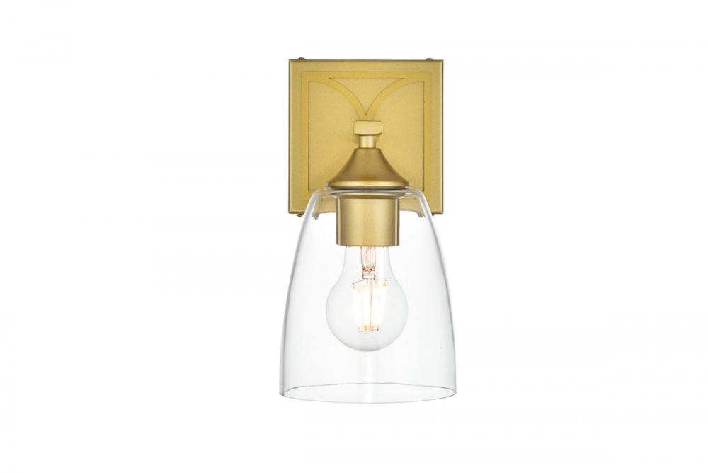 Harris 1 Light Brass and Clear Bath Sconce