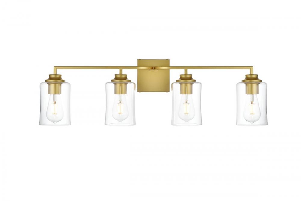 Ronnie 4 Light Brass and Clear Bath Sconce