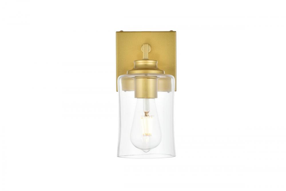 Ronnie 1 Light Brass and Clear Bath Sconce