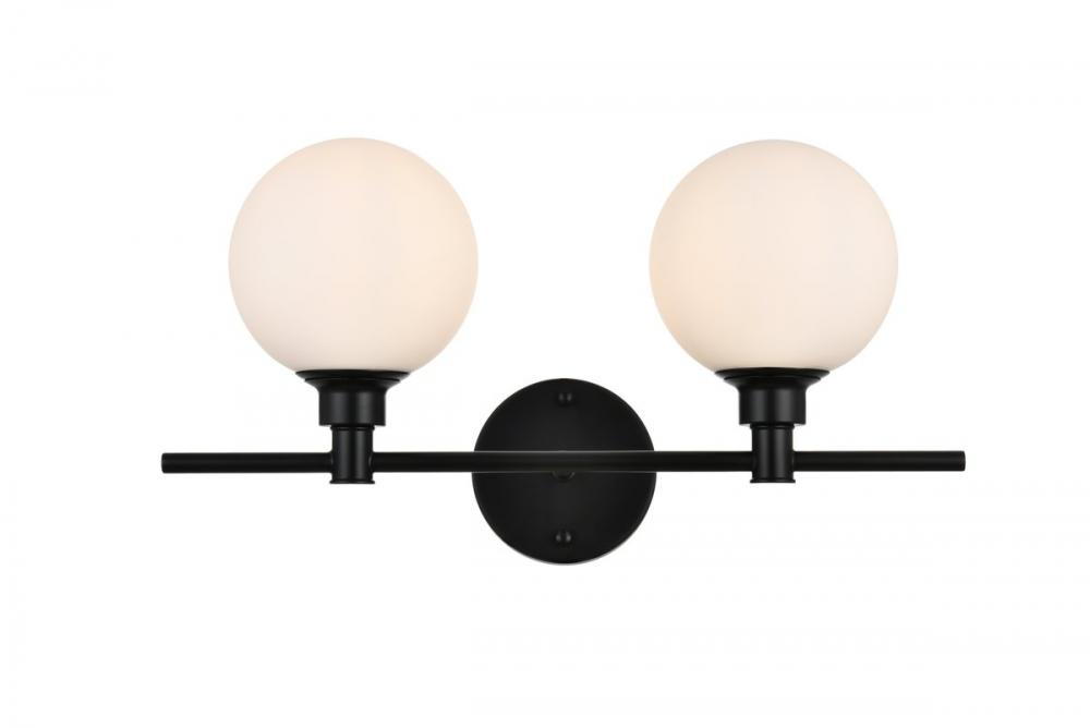 Cordelia 2 Light Black and Frosted White Bath Sconce