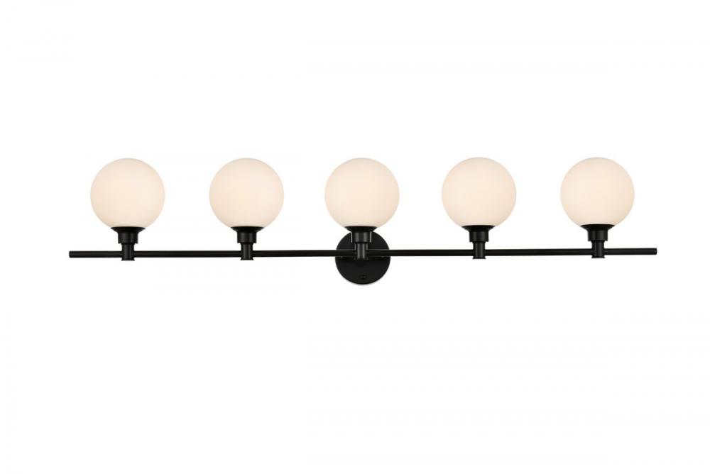 Cordelia 5 Light Black and Frosted White Bath Sconce