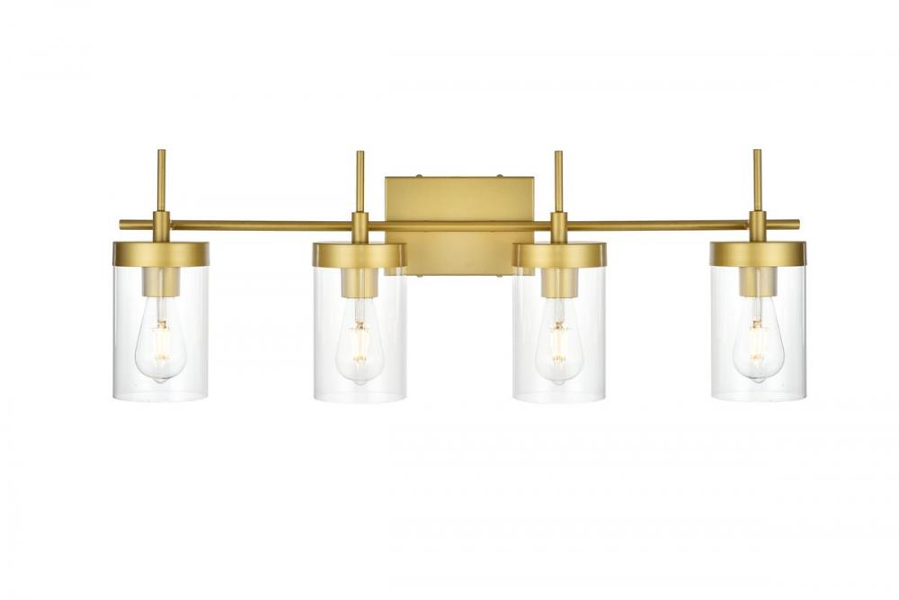 Benny 4 Light Brass and Clear Bath Sconce