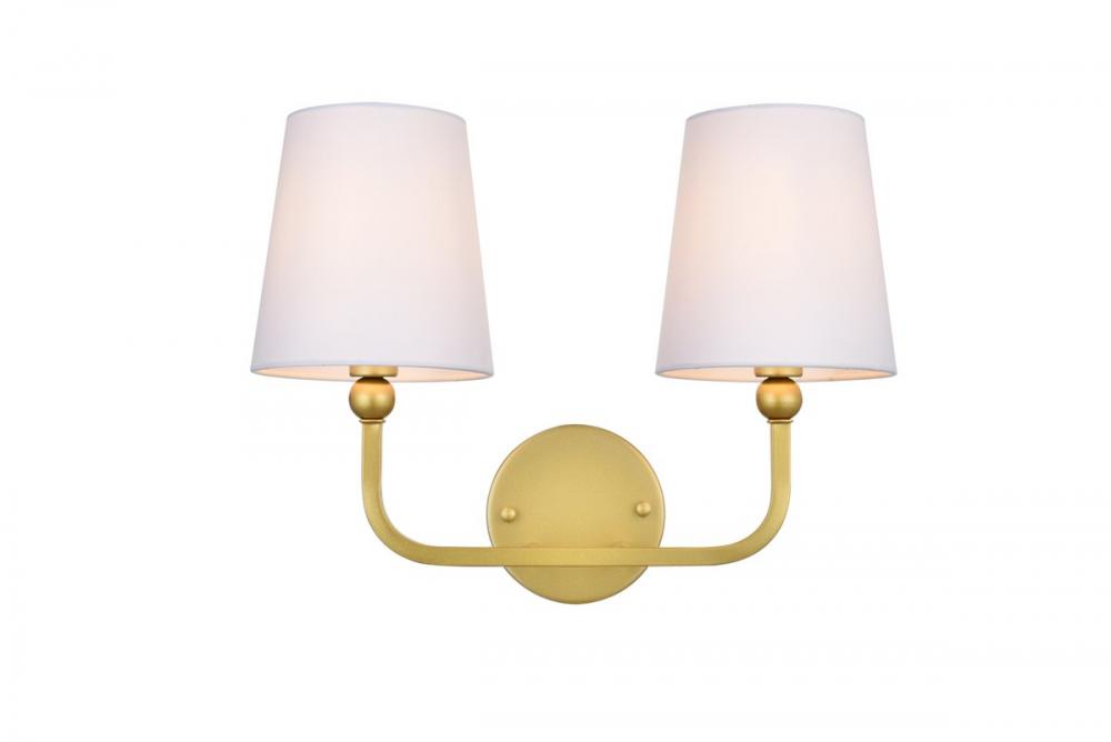Colson 2 Light Brass and Clear Bath Sconce