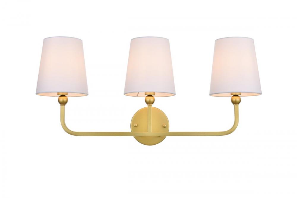 Colson 3 Light Brass and Clear Bath Sconce