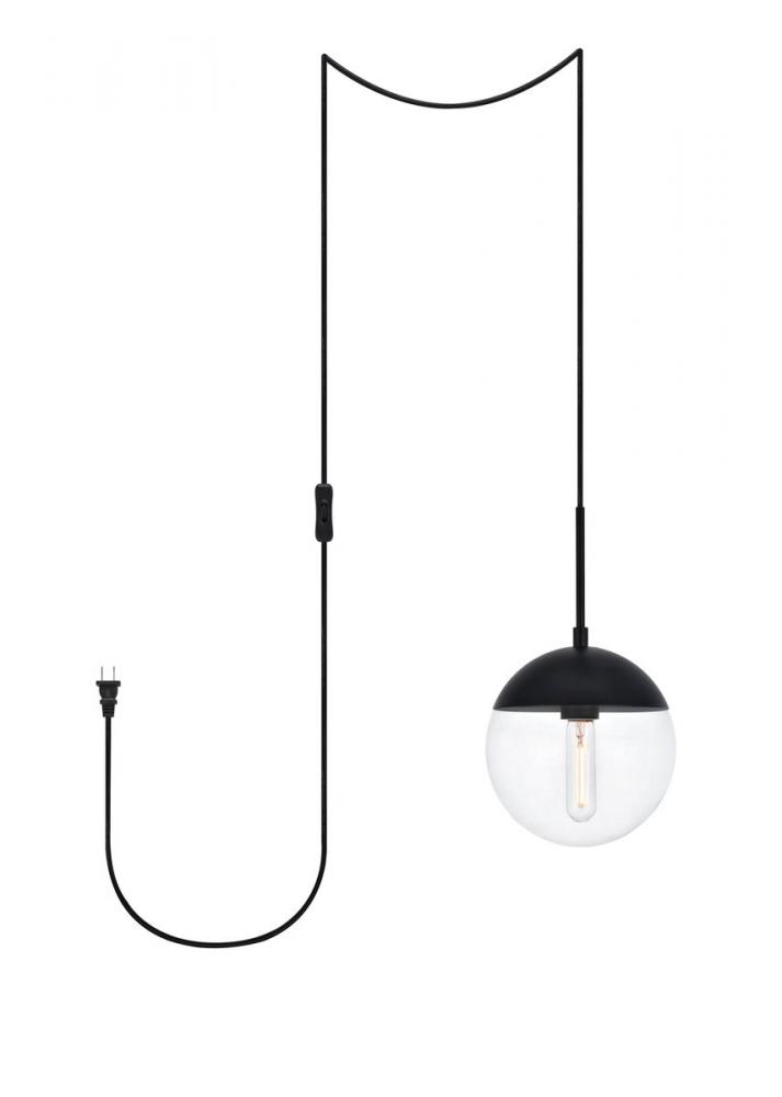 Eclipse 1 Light Black Plug in Pendant with Clear Glass