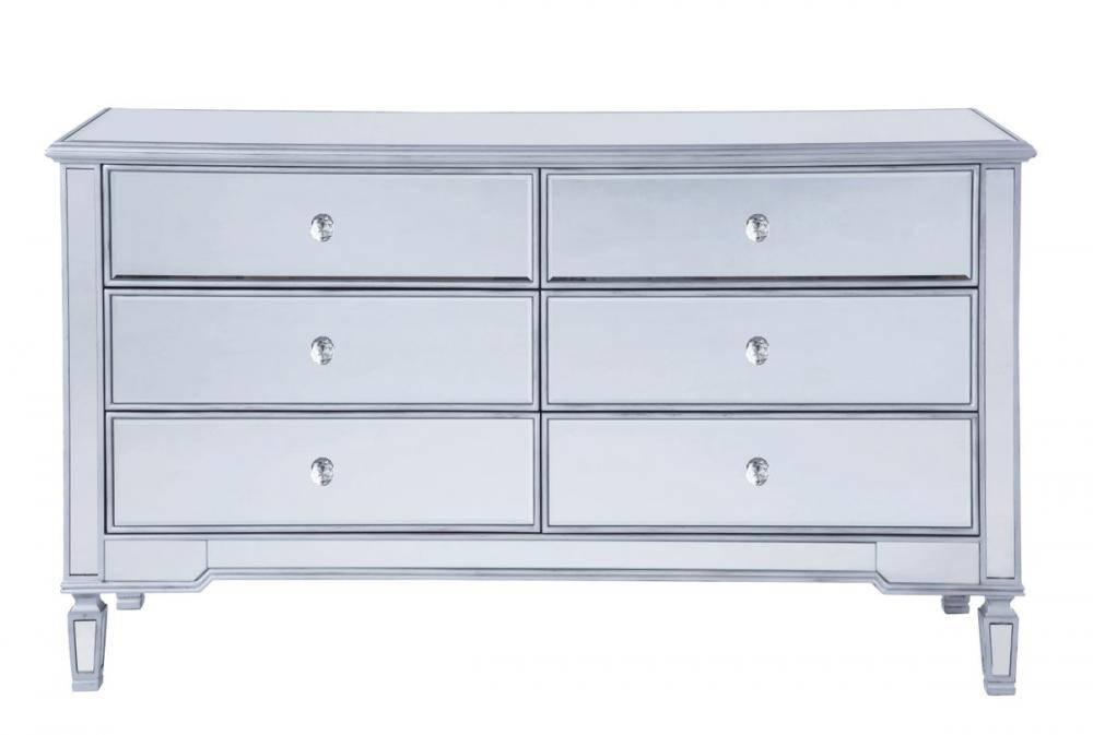 6 Drawers Cabinet 60 In.x20 In.x34 In. in Silver Paint