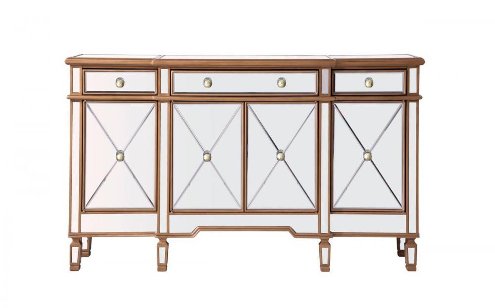 3 Drawer 4 Door Cabinet 60 In.x14 In.x36 In. in Gold Clear