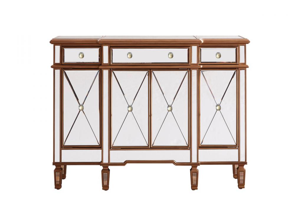 3 Drawer 4 Door Cabinet 48 .in.x14 In.x36 In. in Gold Clear