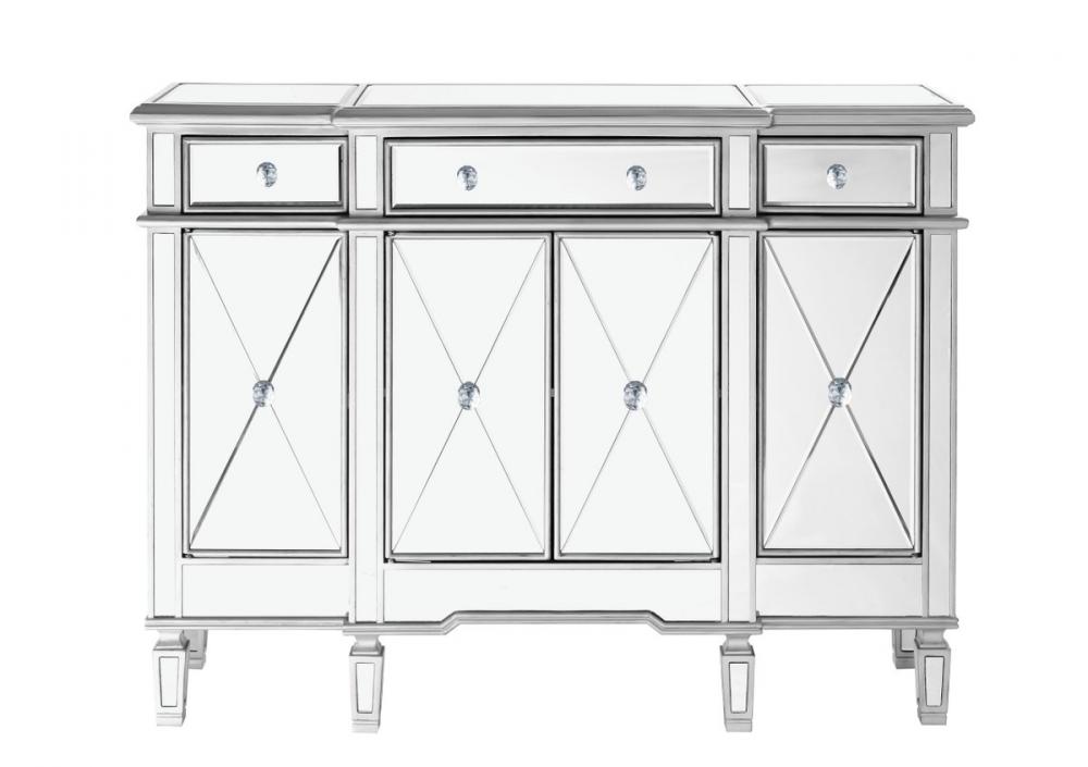 3 Drawer 4 Door Cabinet 48 .in.x14 In.x36 In. in Silver Clear