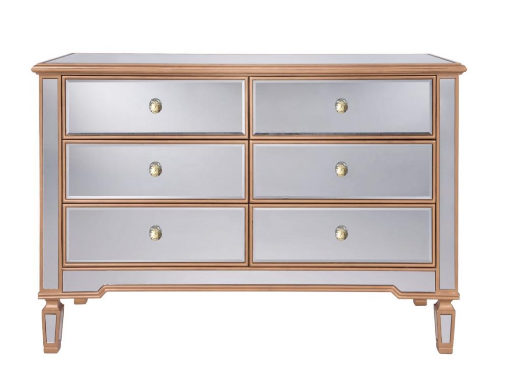 6 Drawer Dresser 48 In.x18 In.x32 In. in Gold Paint