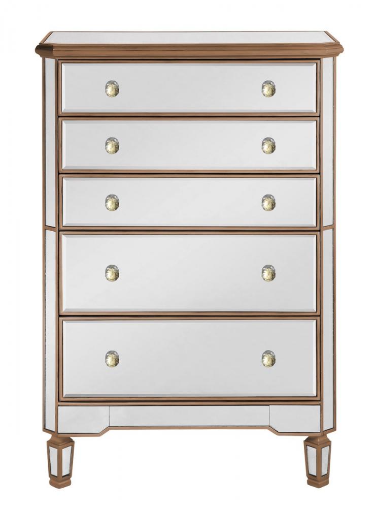 5 Drawer Cabinet 33 In.x16 In.x49 In. in Gold Paint