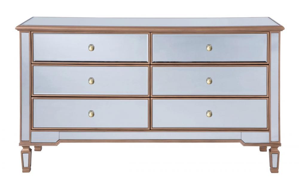 6 Drawers Cabinet 60 In.x20 In.x34 In. in Gold Paint