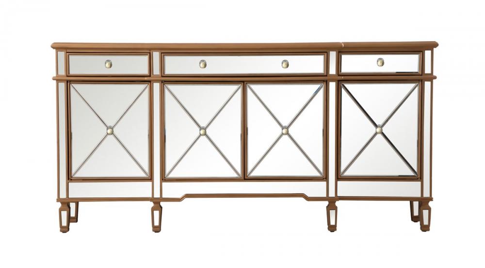 72 Inch Mirrored Credenza in Gold