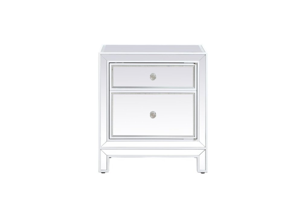 21 Inch Mirrored End Table in White